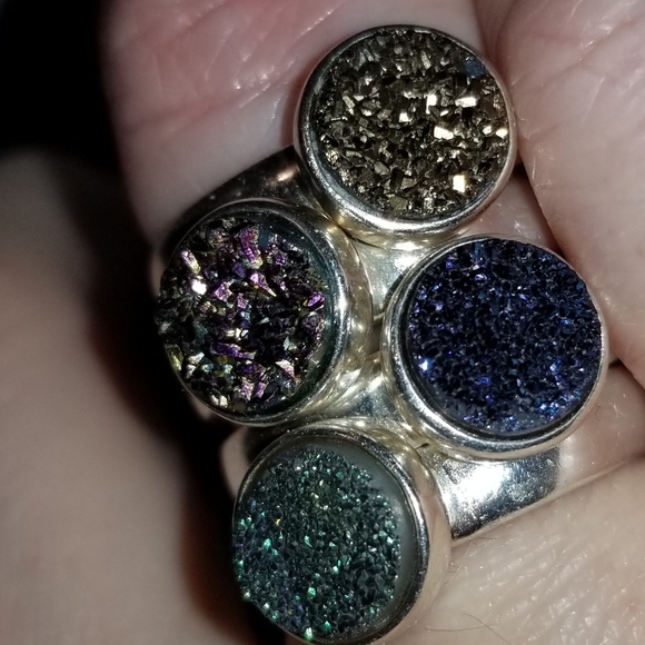 Druzy Quartz & Sterling Silver Rings - Picture 4 of 11